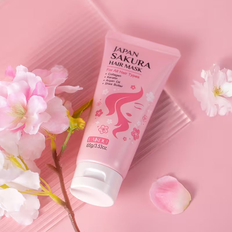 LAIKOU - Японска Маска за Коса Sakura с масло от Ший, Кератин, Арганово масло и Колаген